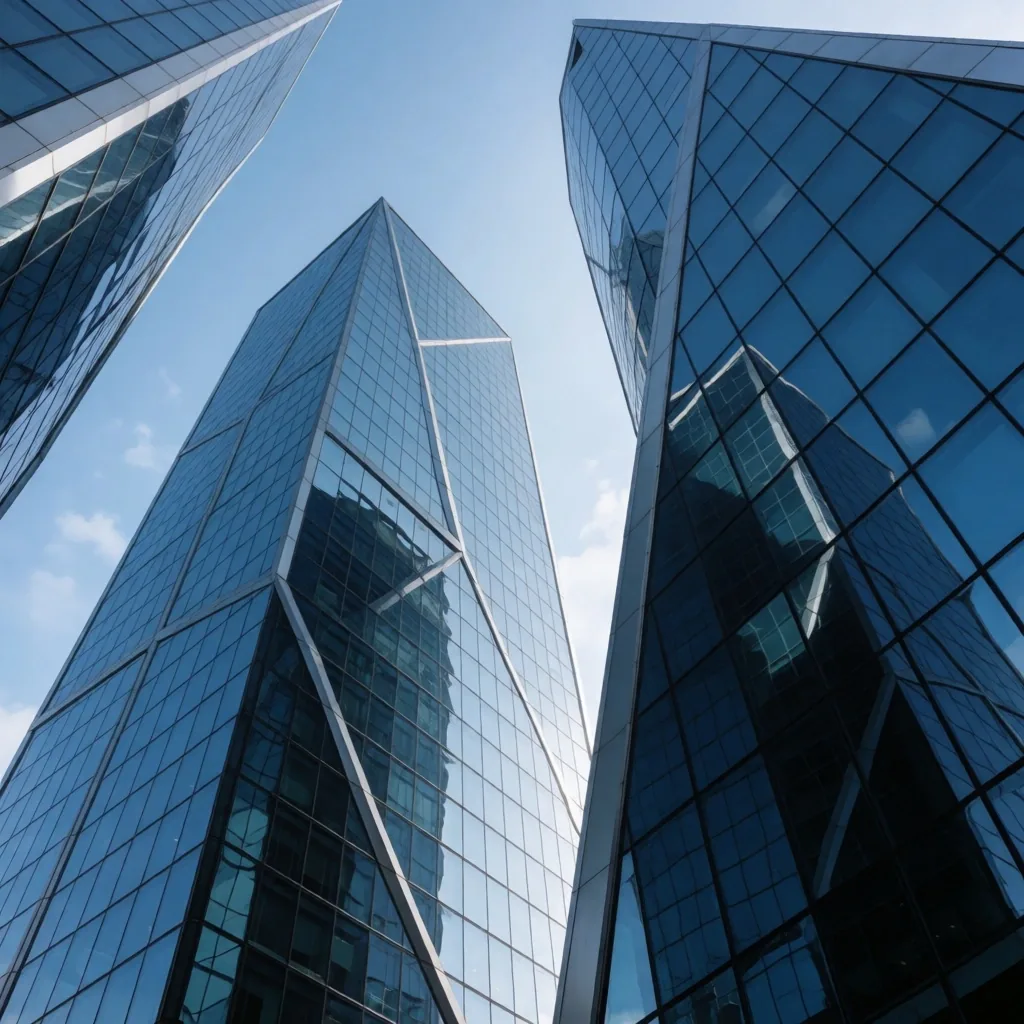 Modern bir İstanbul ofis binasının cam cephe detayı